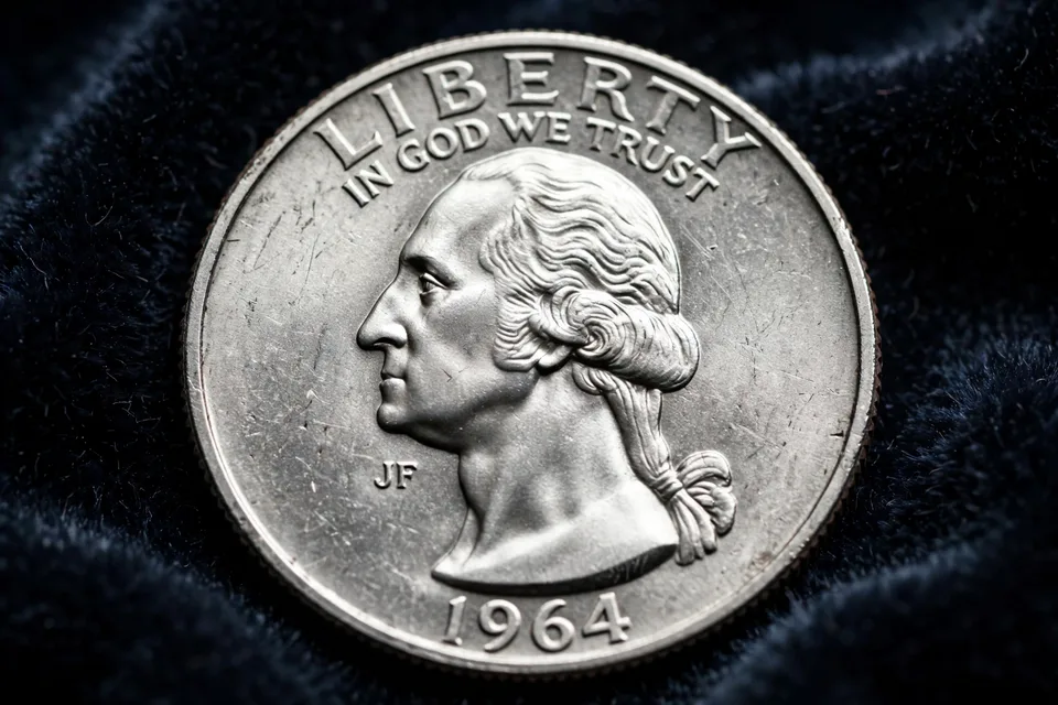 1964 Washington silver quarter obverse showing George Washington's profile