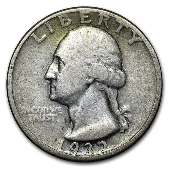 Real 1932-D Washington quarter showing the Washington design